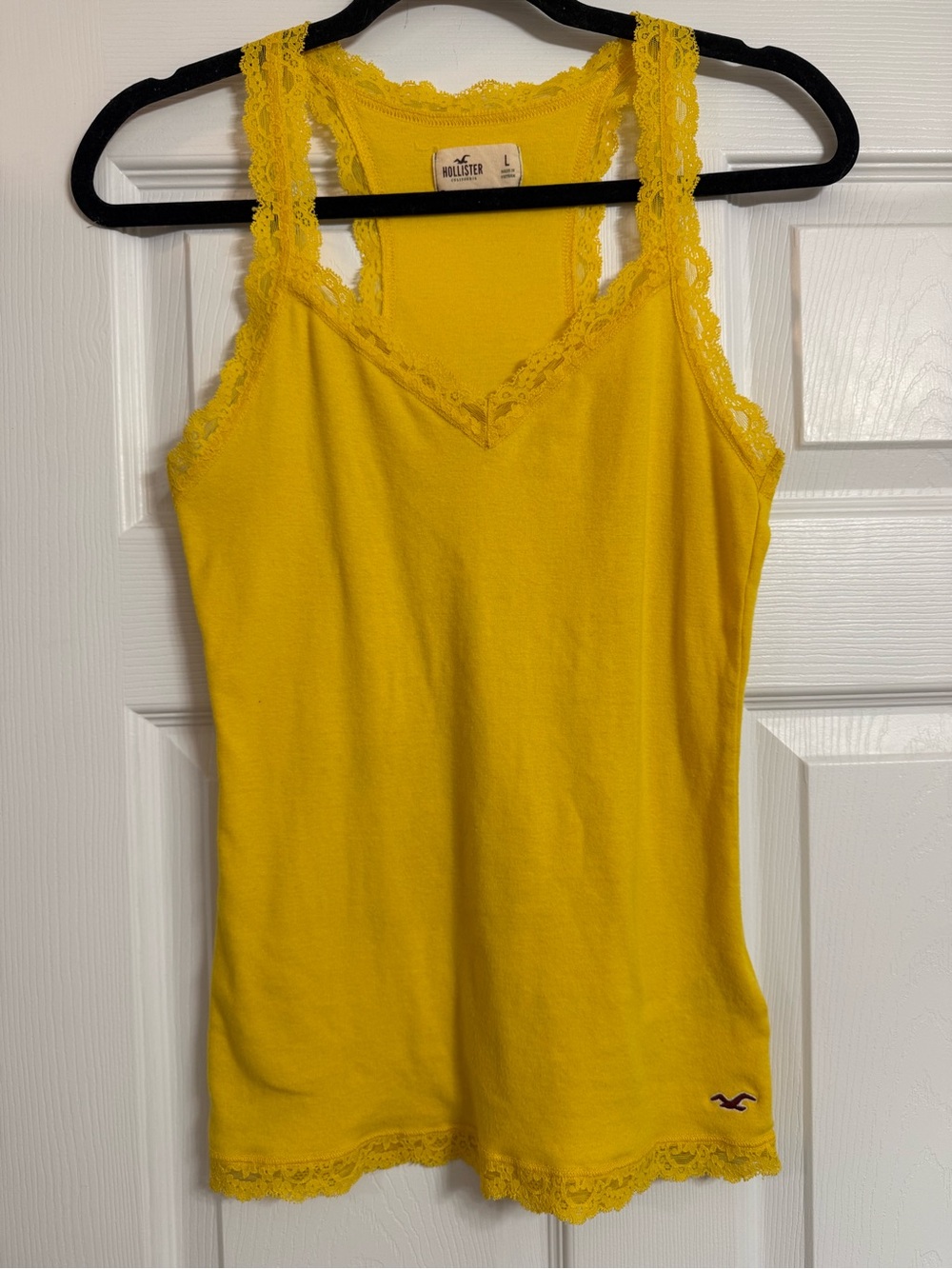 Hollister Bright Yellow Lace-Trim Racerback Tank